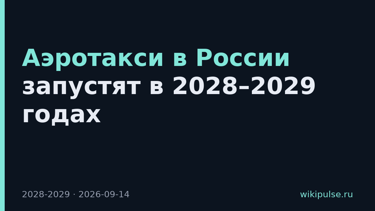 Аэротакси в России запустят в 2028–2029 годах
