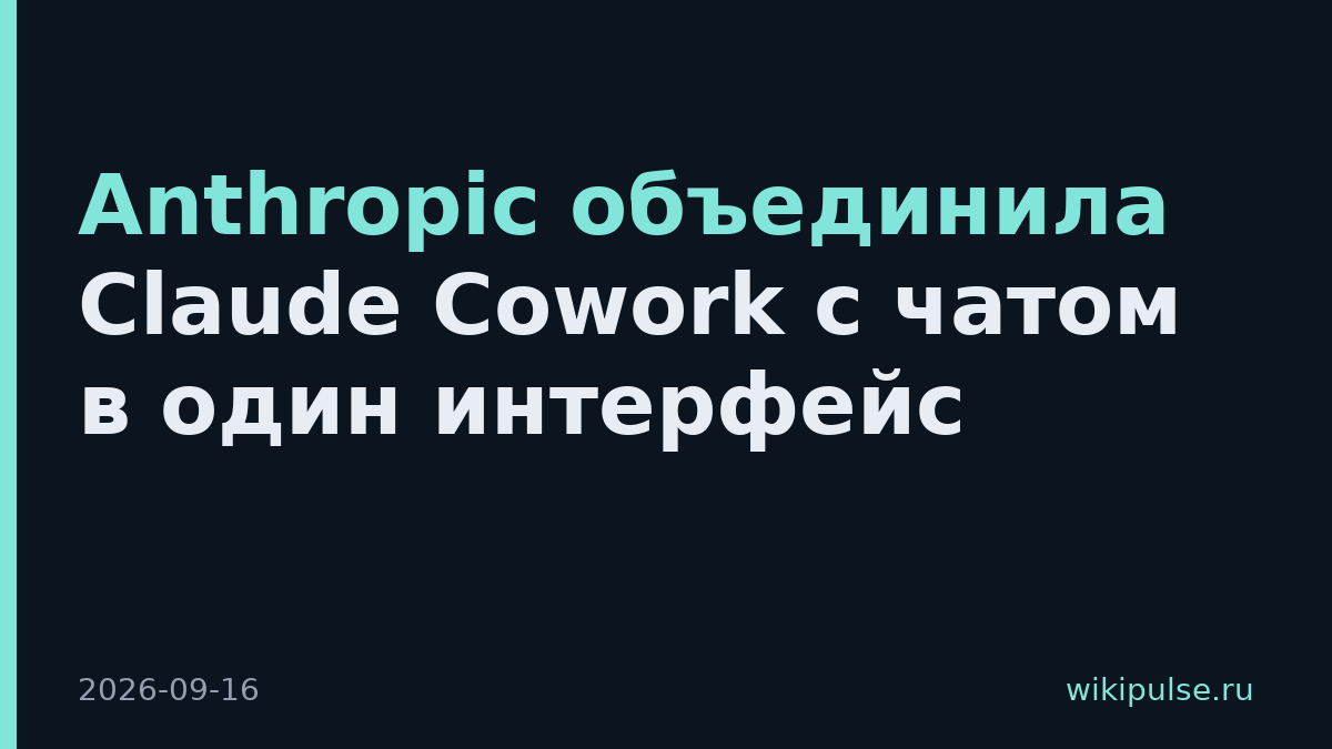 Anthropic объединила Claude Cowork с чатом в один интерфейс