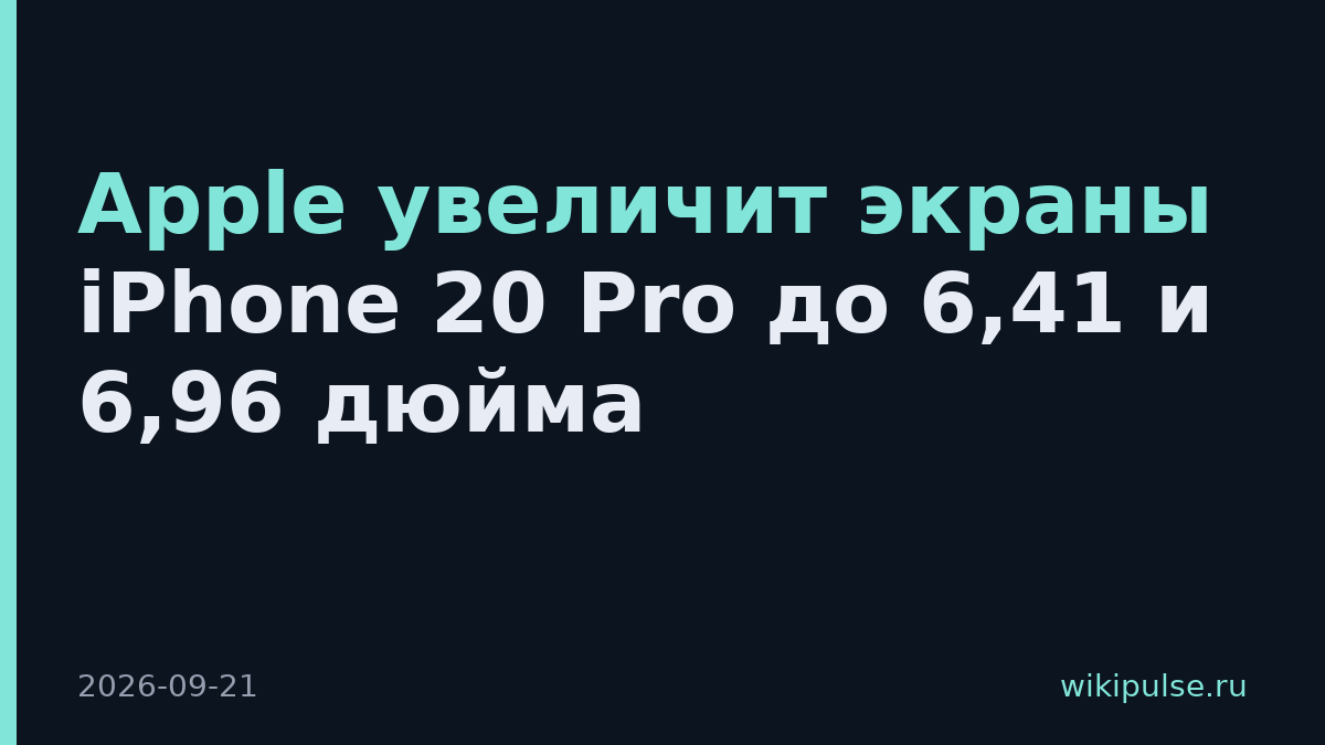 Apple увеличит экраны iPhone 20 Pro до 6,41 и 6,96 дюйма