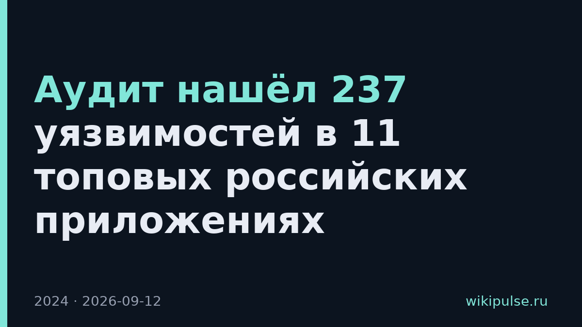 Аудит нашёл 237 уязвимостей в 11 топовых российских приложениях