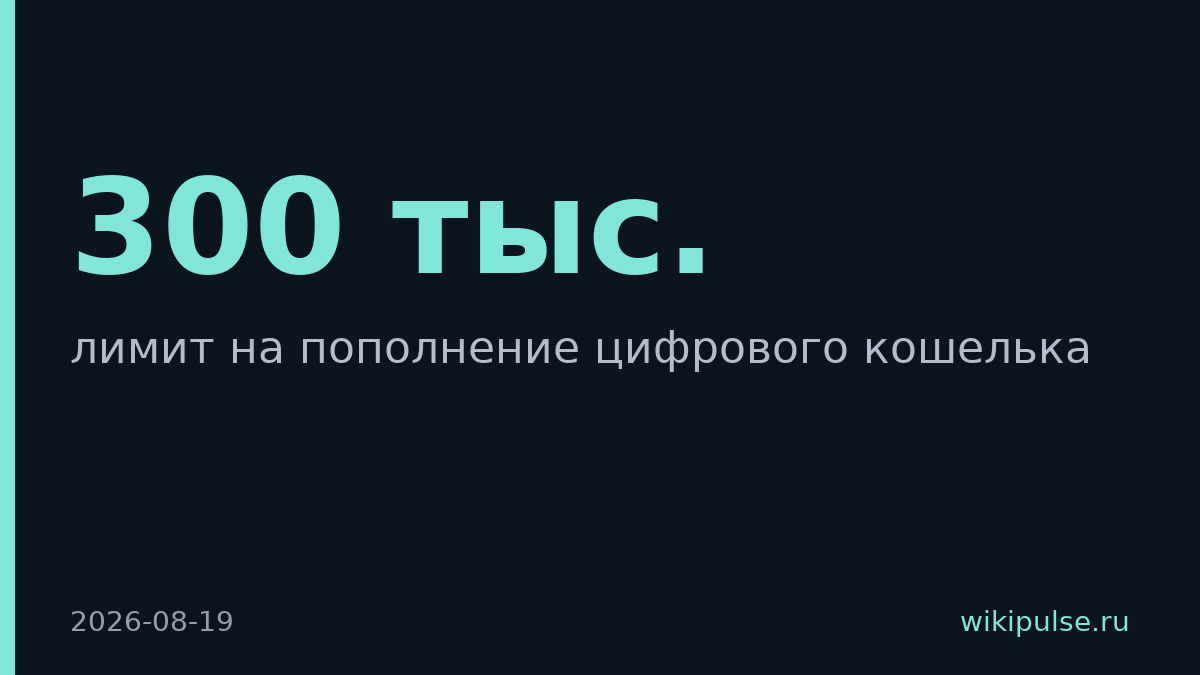Банк России ограничит пополнение цифрового рубля 300 тыс. в месяц