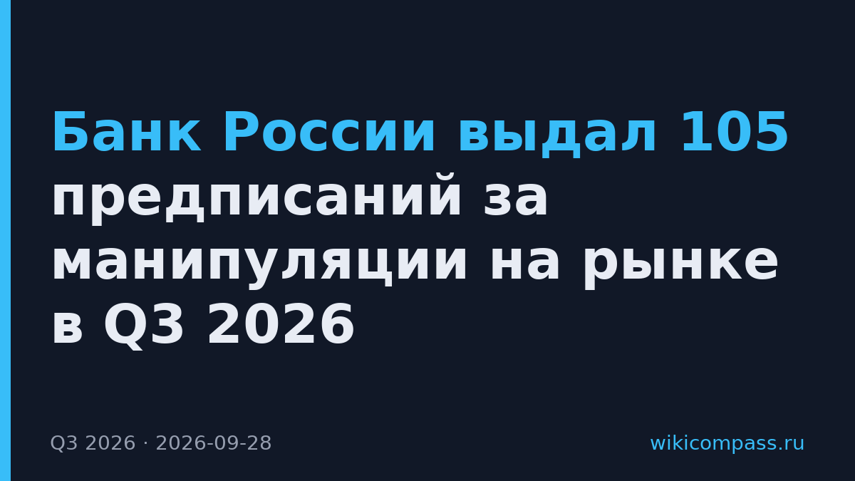 Банк России выдал 105 предписаний за манипуляции на рынке в Q3 2026