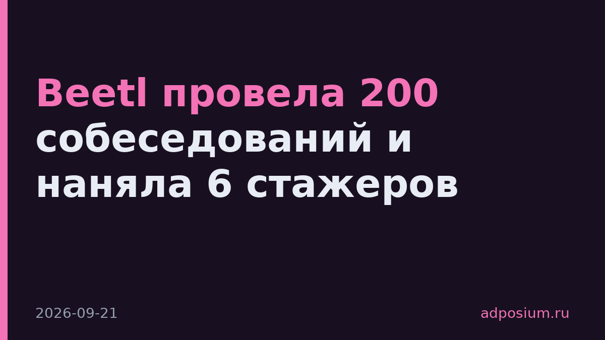 Beetl провела 200 собеседований и наняла 6 стажеров