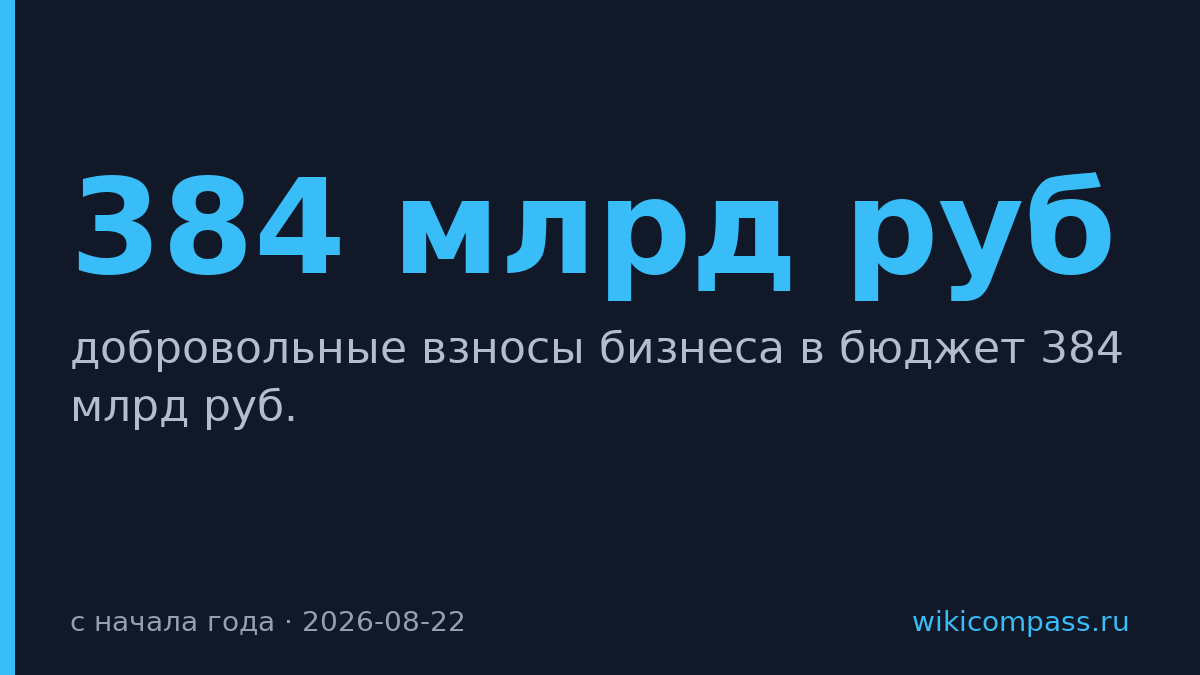 Бизнес перечислил в бюджет 384 млрд руб. добровольных взносов