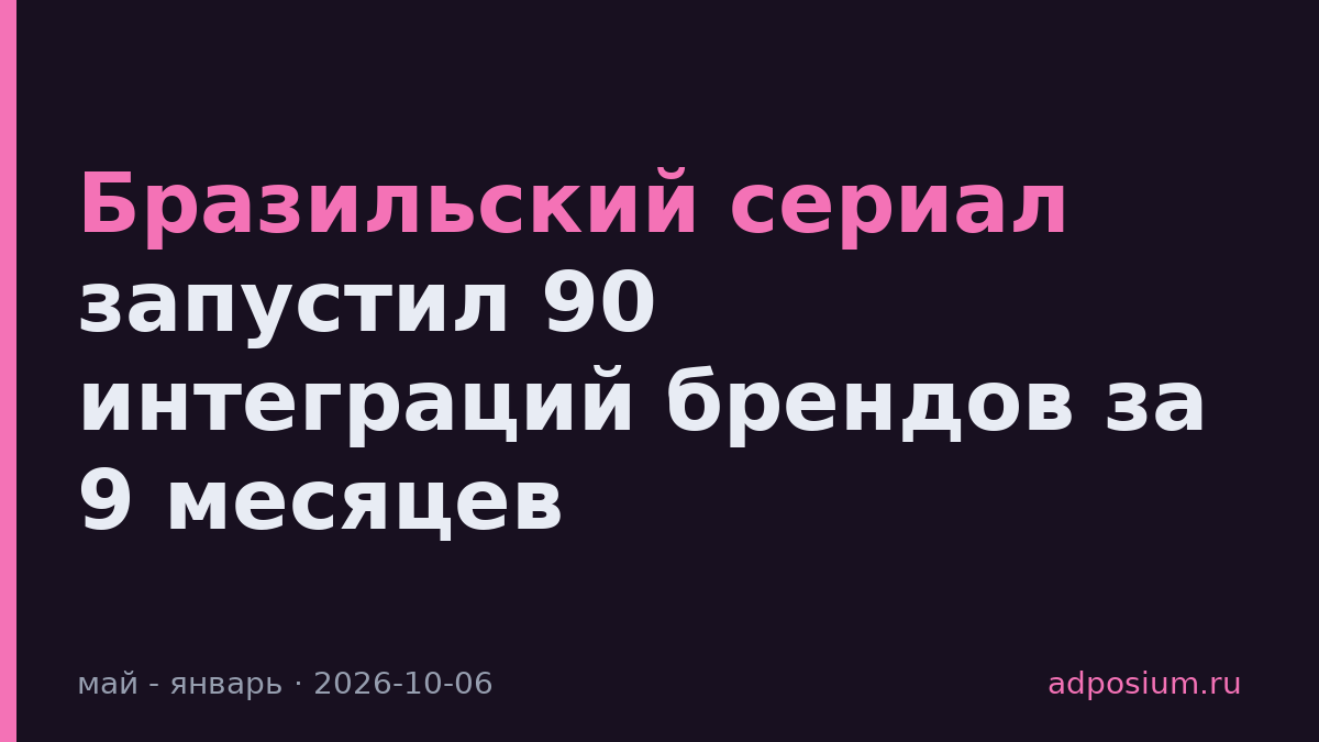 Бразильский сериал запустил 90 интеграций брендов за 9 месяцев