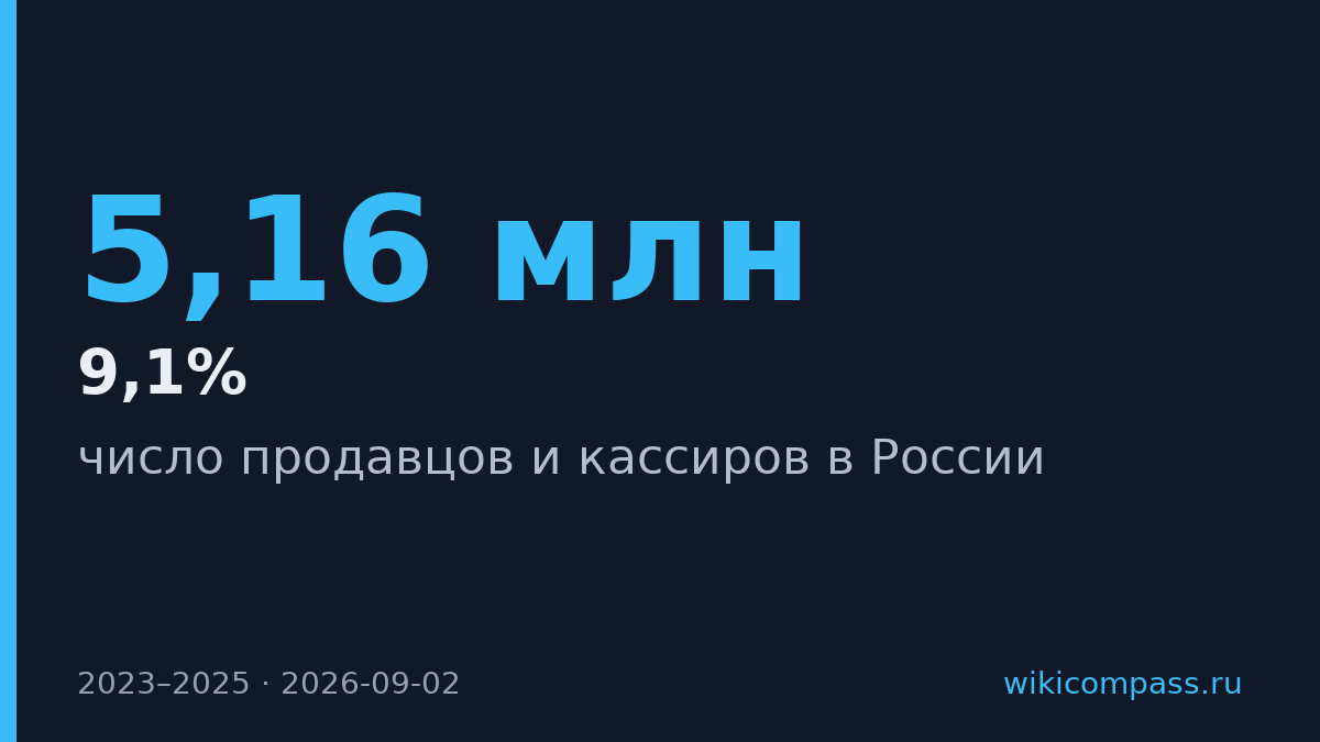 Число продавцов и кассиров в России упало на 9,1% за два года