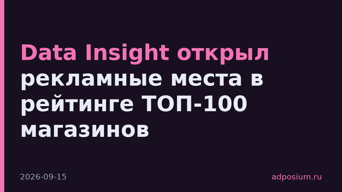 Data Insight открыл рекламные места в рейтинге ТОП-100 магазинов