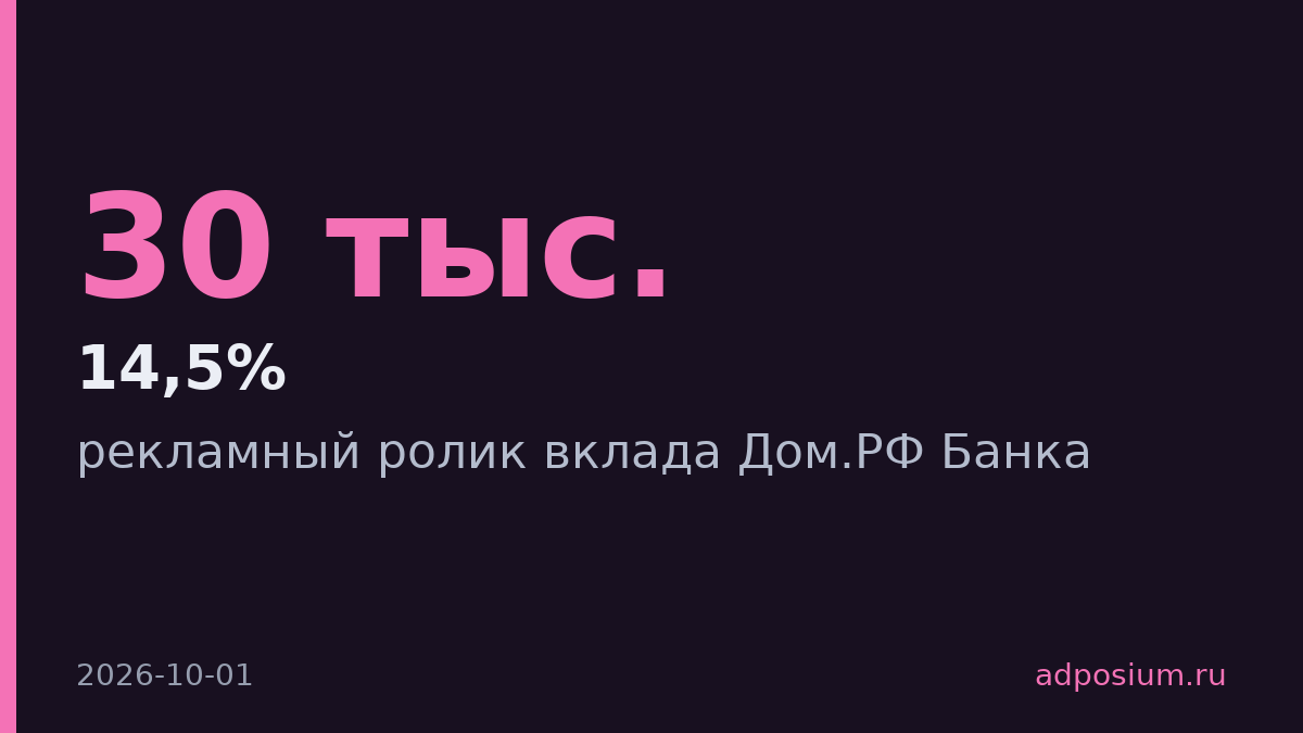 Дом.РФ Банк запустил кампанию вклада под 14,5% годовых
