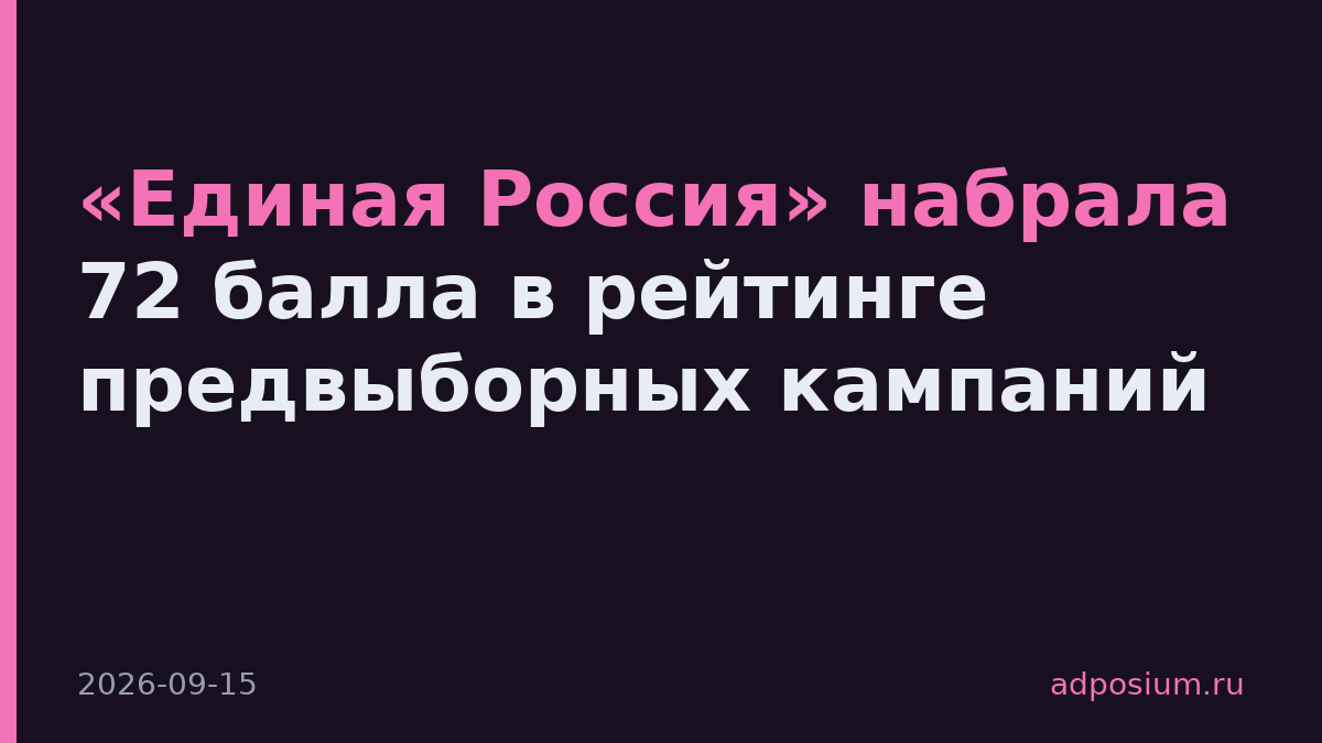 «Единая Россия» набрала 72 балла в рейтинге предвыборных кампаний