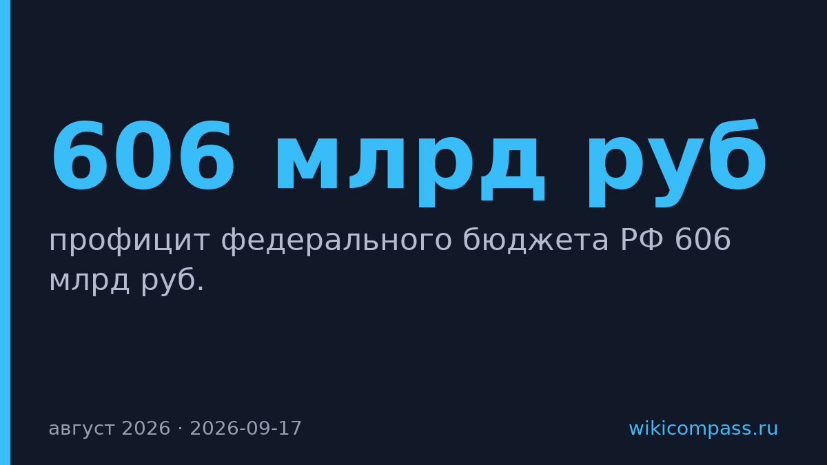 Федеральный бюджет России закрыл август с профицитом 606 млрд руб.