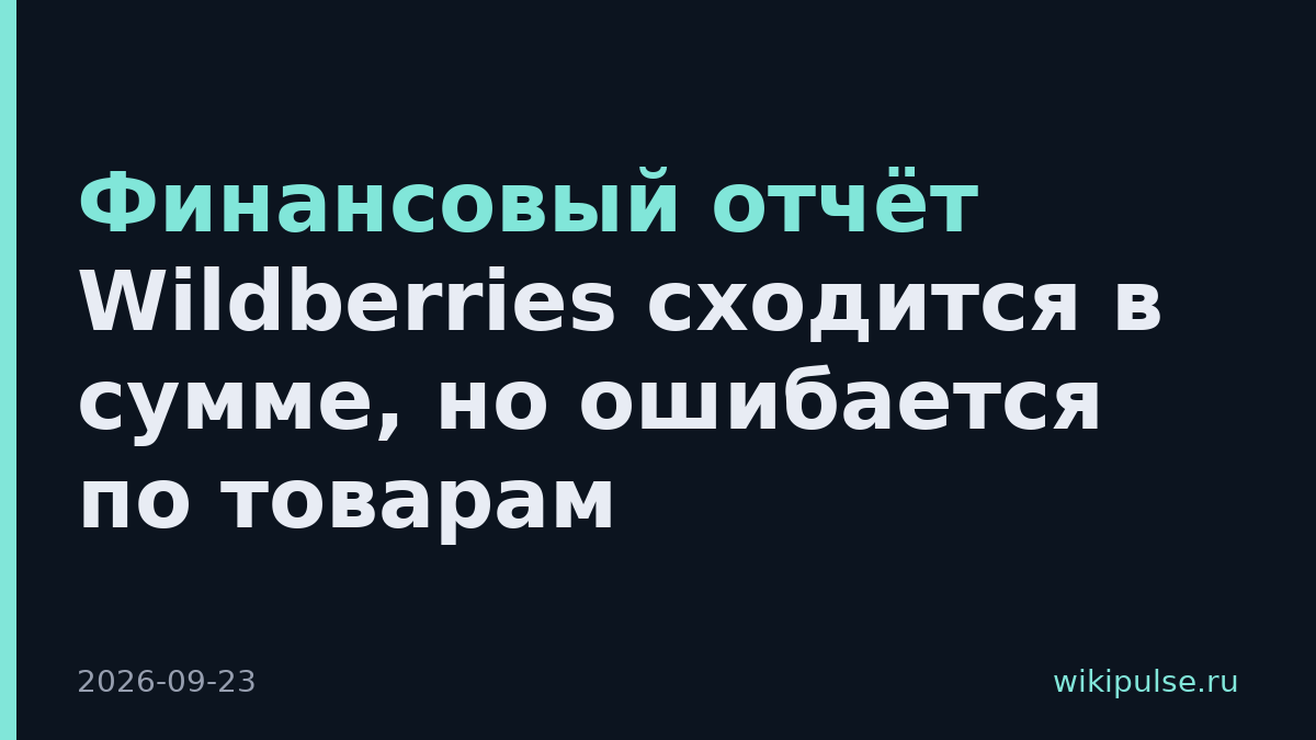 Финансовый отчёт Wildberries сходится в сумме, но ошибается по товарам