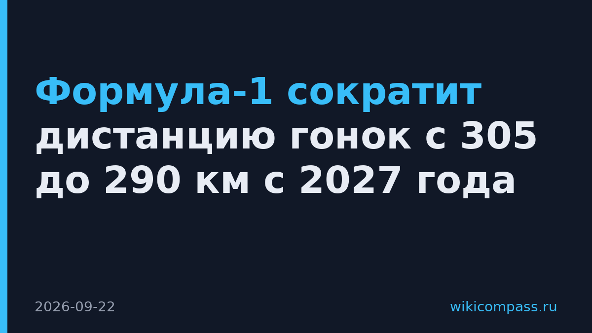 Формула-1 сократит дистанцию гонок с 305 до 290 км с 2027 года