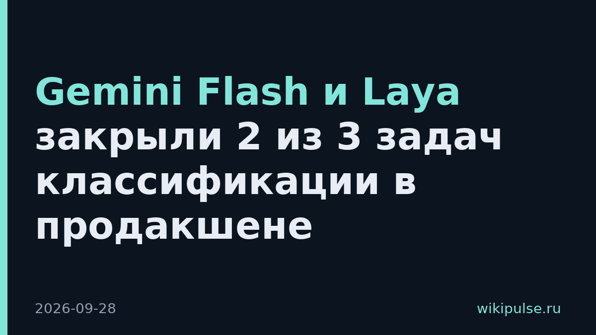 Gemini Flash и Laya закрыли 2 из 3 задач классификации в продакшене