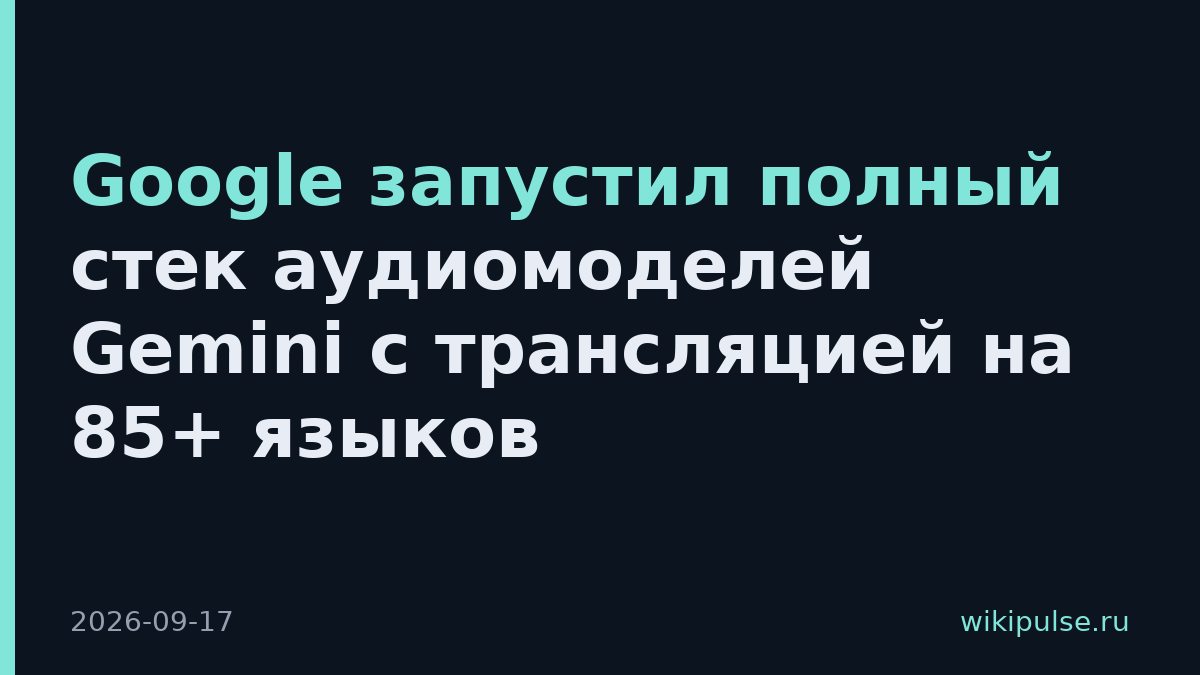 Google запустил полный стек аудиомоделей Gemini с трансляцией на 85+ языков