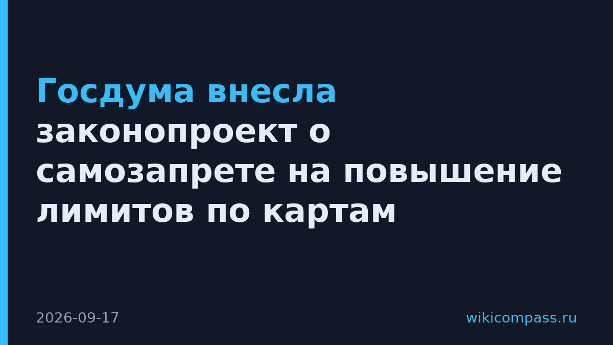 Госдума внесла законопроект о самозапрете на повышение лимитов по картам