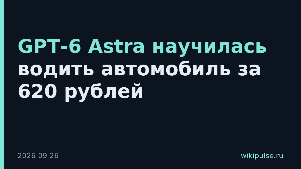 GPT-6 Astra научилась водить автомобиль за 620 рублей