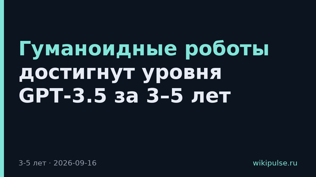 Гуманоидные роботы достигнут уровня GPT-3.5 за 3–5 лет