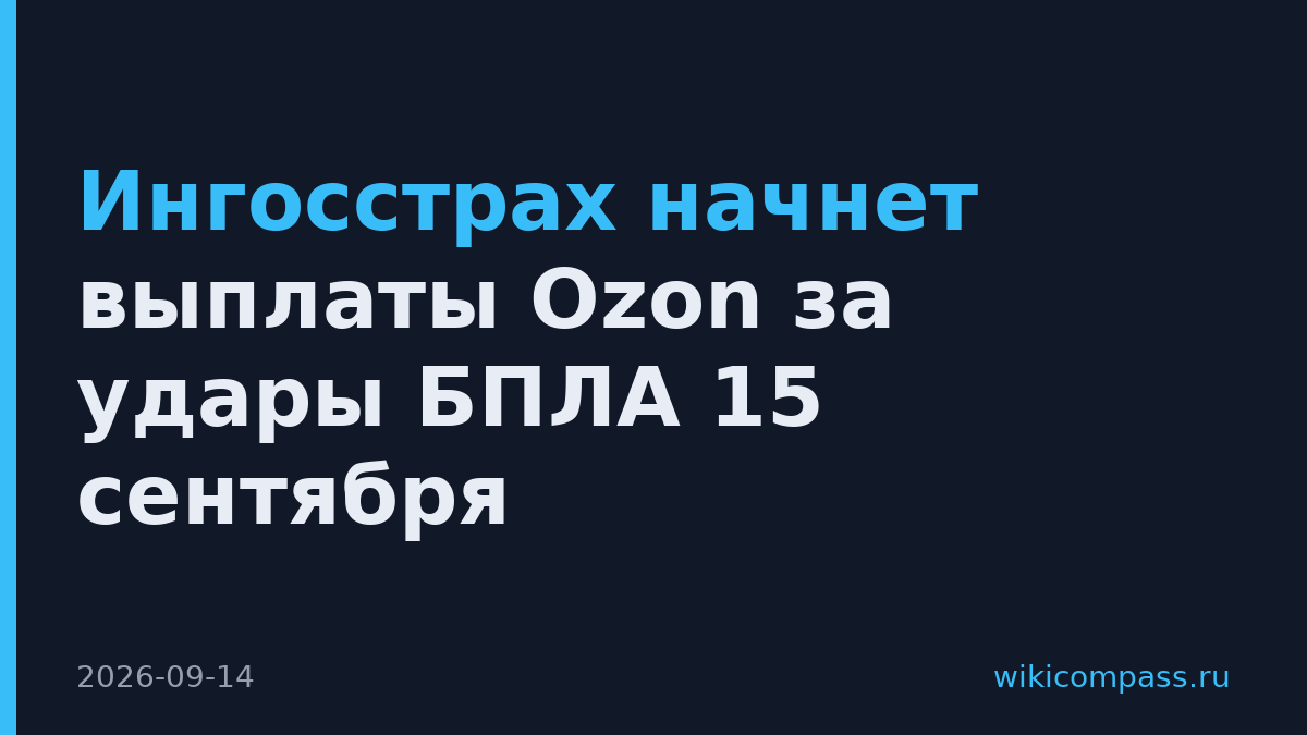 Ингосстрах начнет выплаты Ozon за удары БПЛА 15 сентября