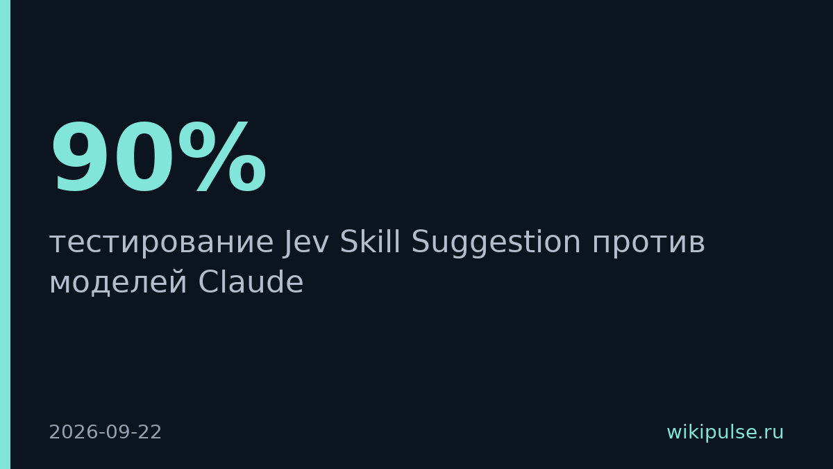 Jev Skill Suggestion обогнал Claude в скорости в 4–14 раз при 90% точности