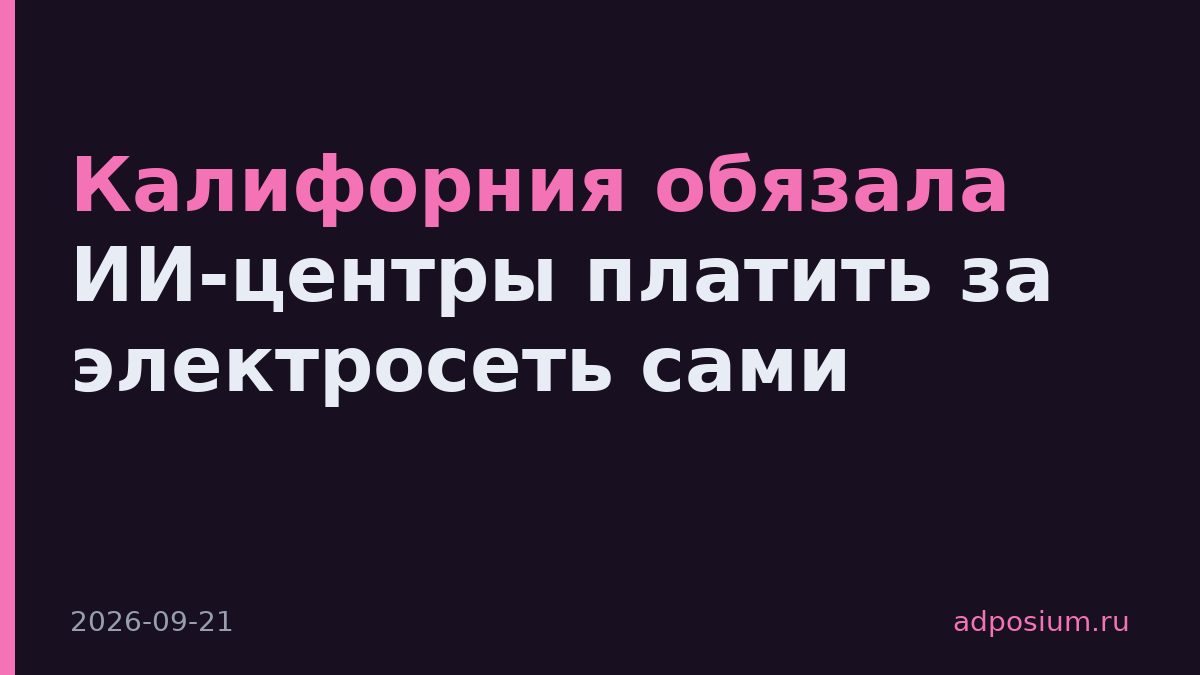 Калифорния обязала ИИ-центры платить за электросеть сами