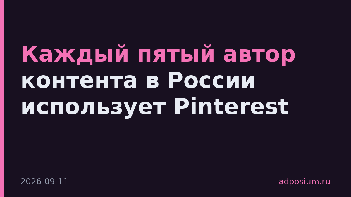 Каждый пятый автор контента в России использует Pinterest