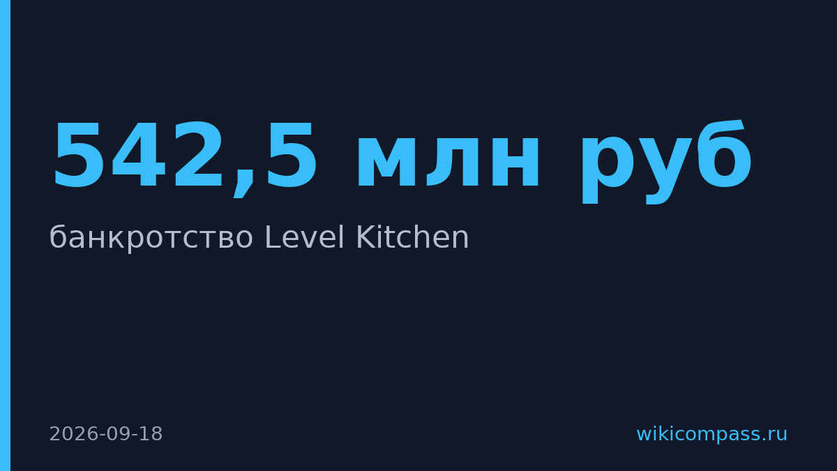 Level Kitchen готовится к банкротству после проверки ФНС на 542,5 млн рублей