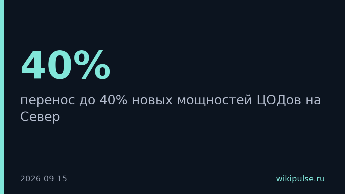 Минэнерго предложило разместить 40% новых ЦОДов на Севере