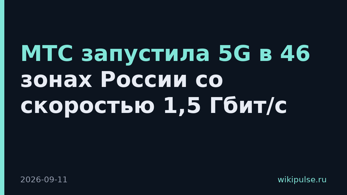 МТС запустила 5G в 46 зонах России со скоростью 1,5 Гбит/с