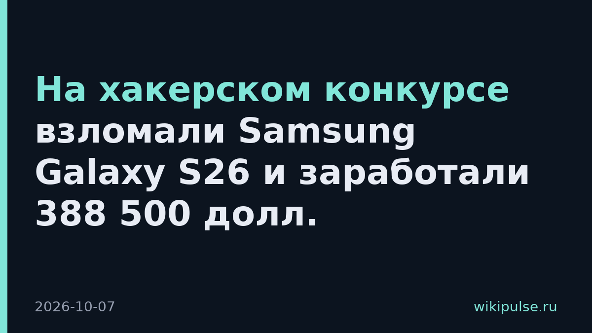 На хакерском конкурсе взломали Samsung Galaxy S26 и заработали 388 500 долл.