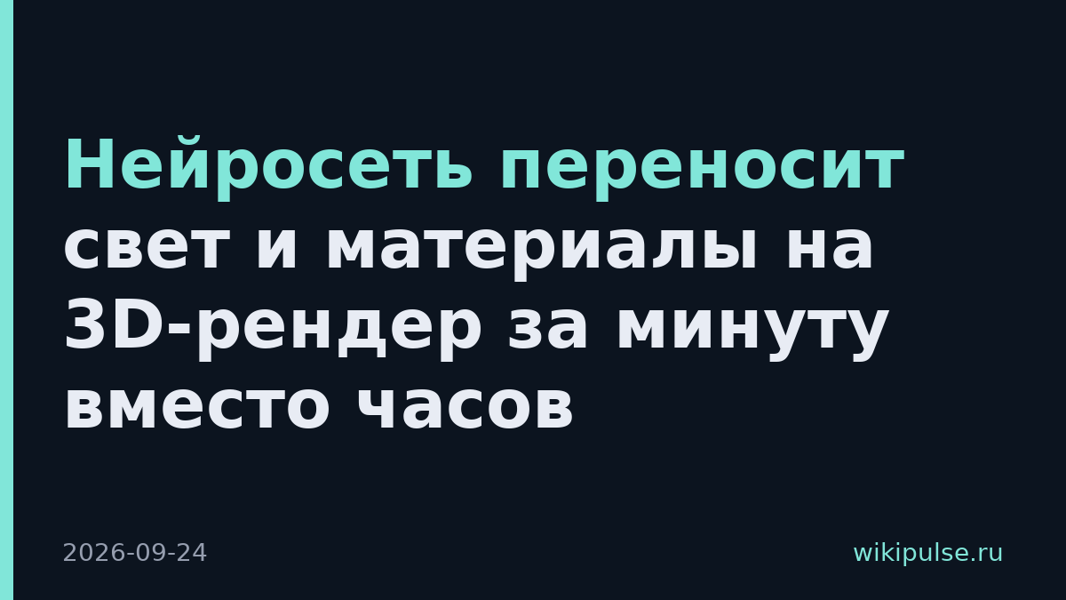 Нейросеть переносит свет и материалы на 3D-рендер за минуту вместо часов