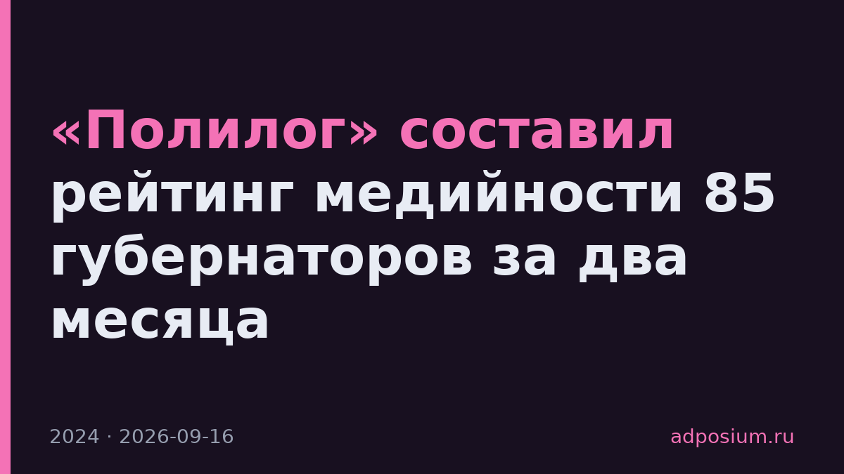 «Полилог» составил рейтинг медийности 85 губернаторов за два месяца