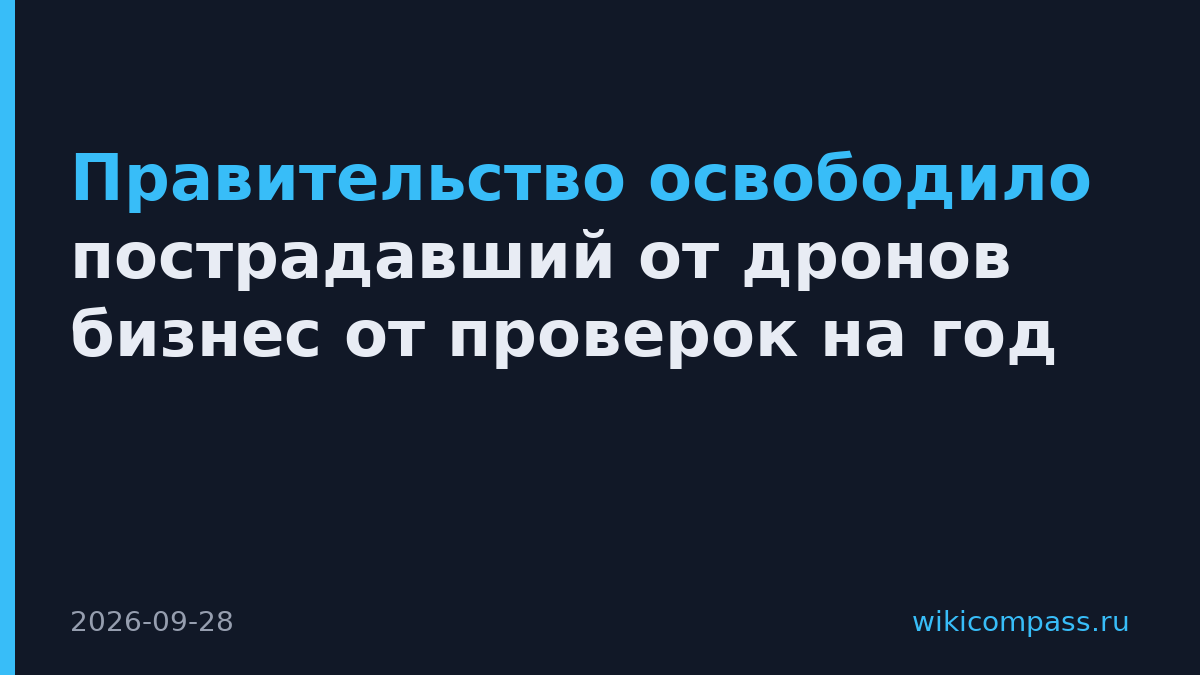 Правительство освободило пострадавший от дронов бизнес от проверок на год