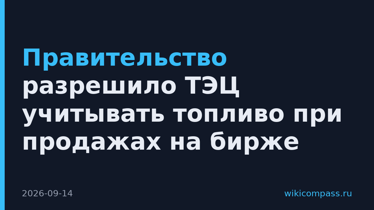 Правительство разрешило ТЭЦ учитывать топливо при продажах на бирже