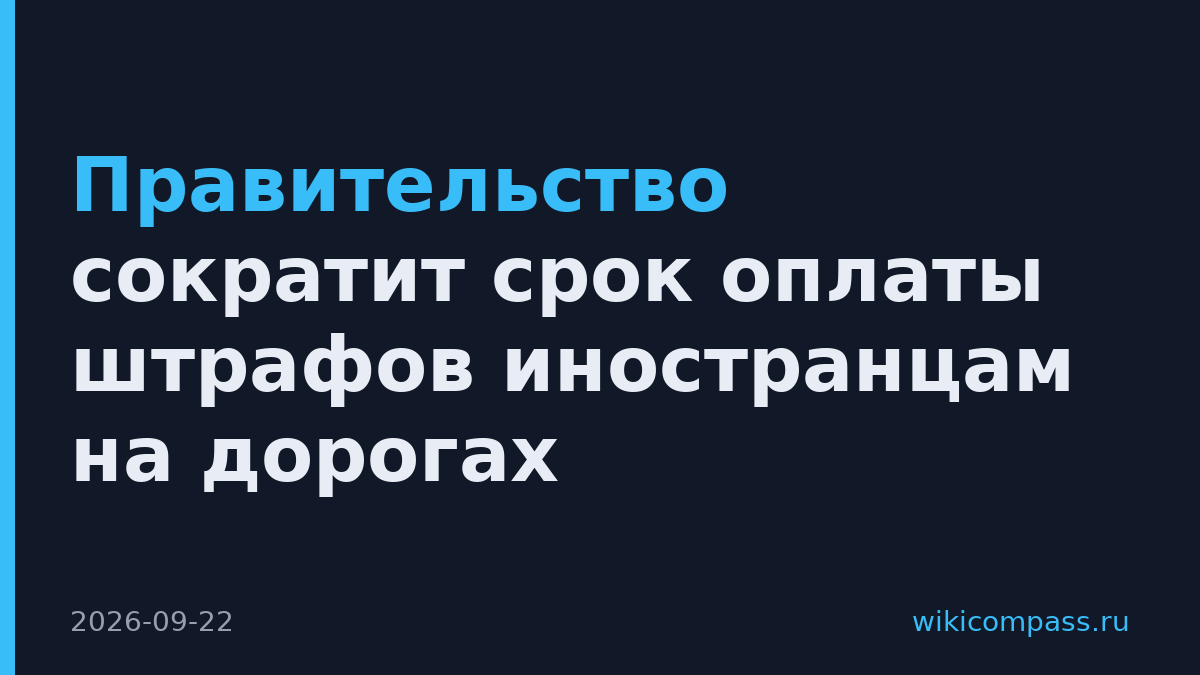 Правительство сократит срок оплаты штрафов иностранцам на дорогах