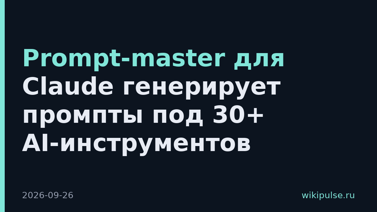 Prompt-master для Claude генерирует промпты под 30+ AI-инструментов