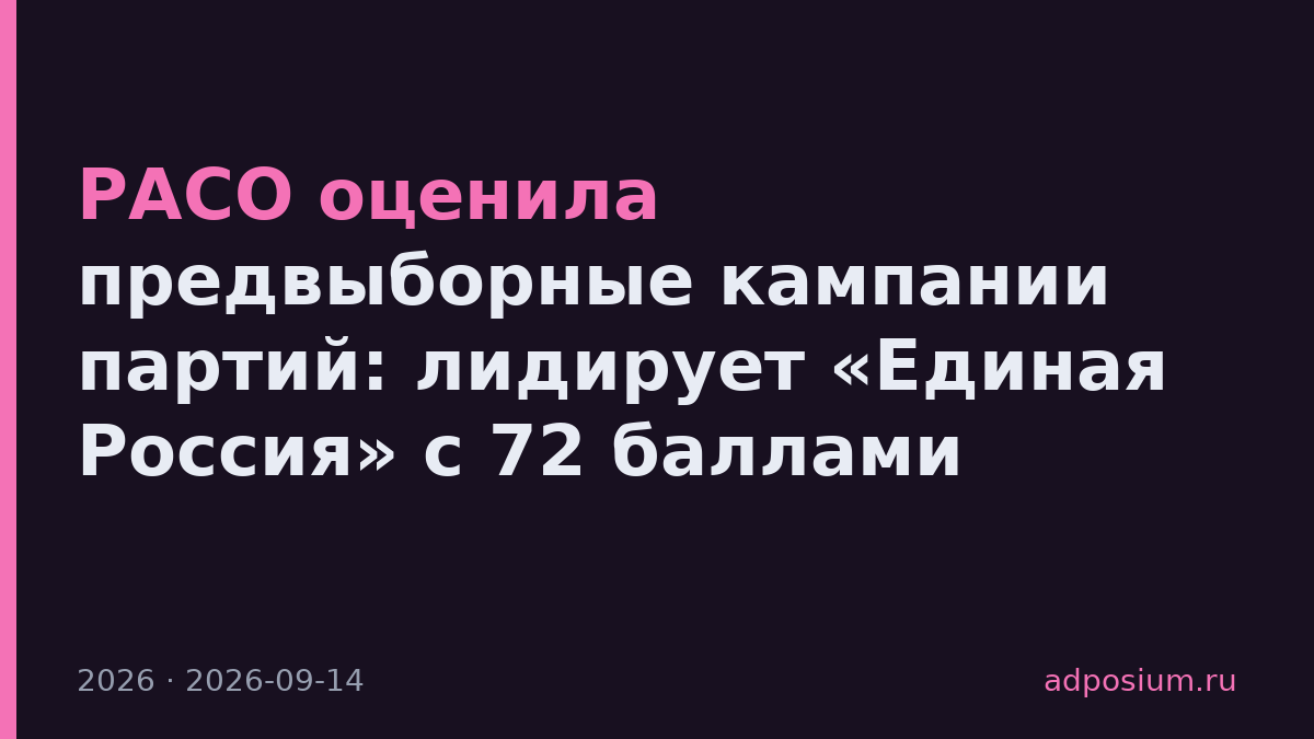 РАСО оценила предвыборные кампании партий: лидирует «Единая Россия» с 72 баллами