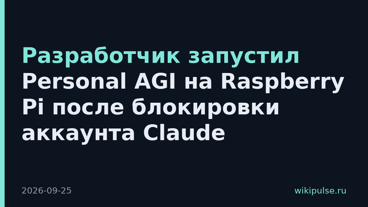 Разработчик запустил Personal AGI на Raspberry Pi после блокировки аккаунта Claude