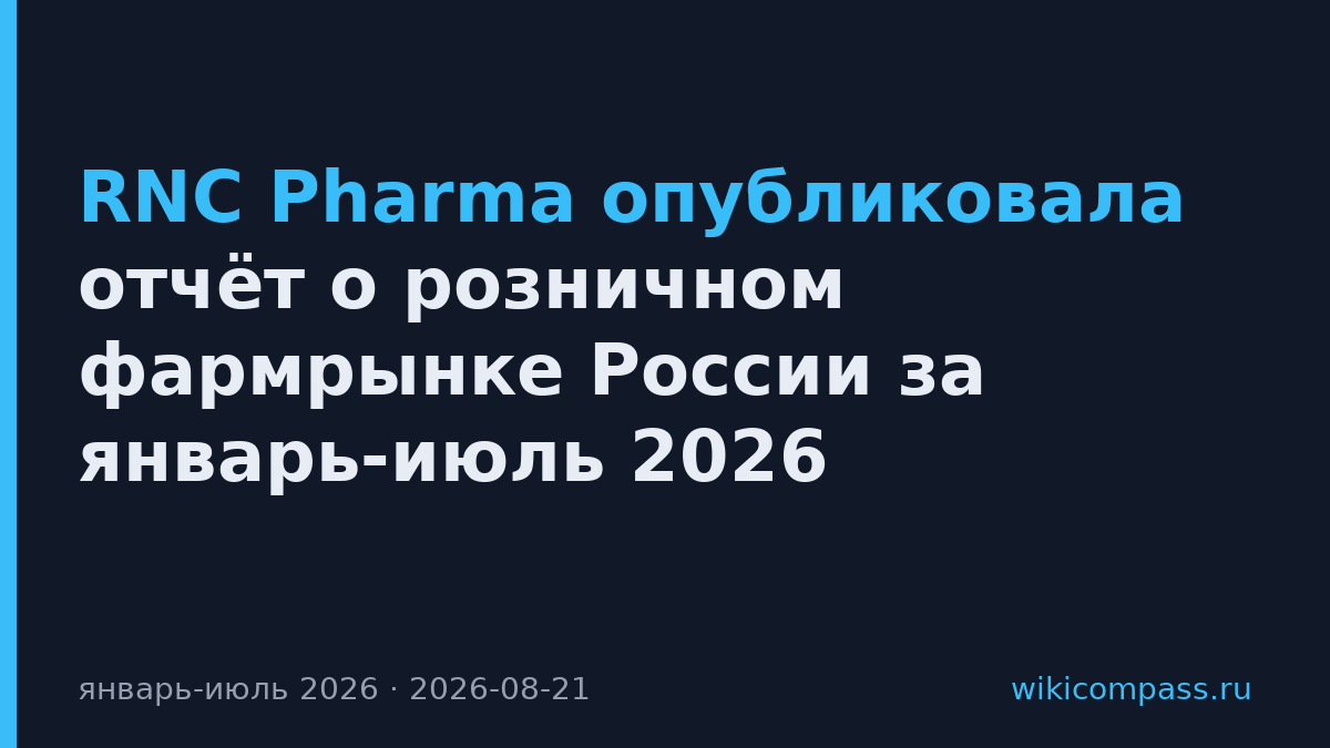 RNC Pharma опубликовала отчёт о розничном фармрынке России за январь-июль 2026