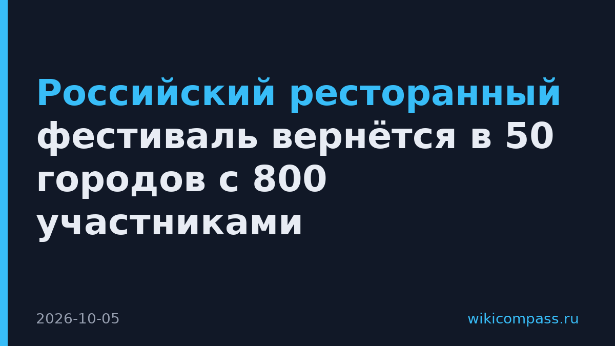 Российский ресторанный фестиваль вернётся в 50 городов с 800 участниками