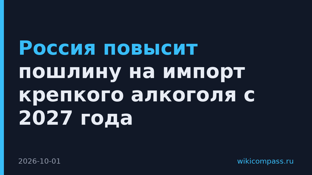 Россия повысит пошлину на импорт крепкого алкоголя с 2027 года