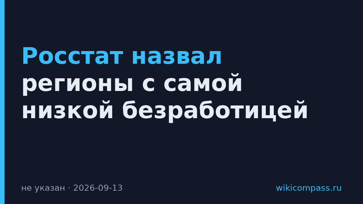 Росстат назвал регионы с самой низкой безработицей