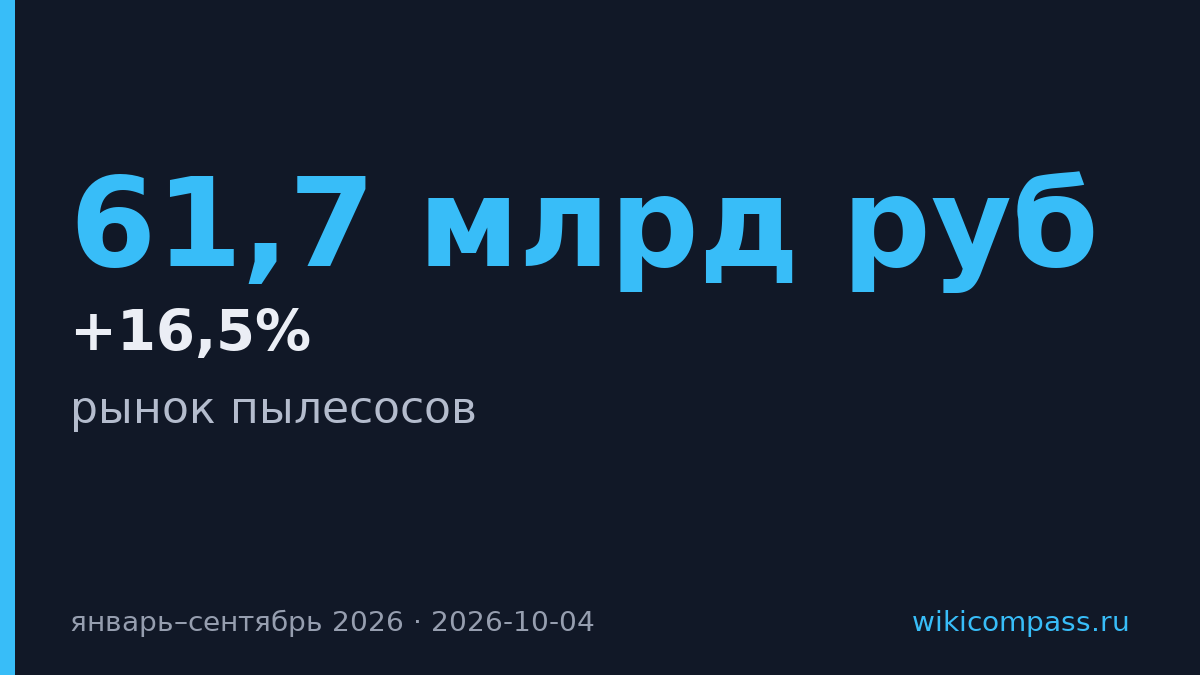 Рынок пылесосов в России вырос на 16,5% в штуках, но только на 4,5% в деньгах