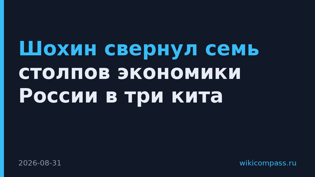 Шохин свернул семь столпов экономики России в три кита