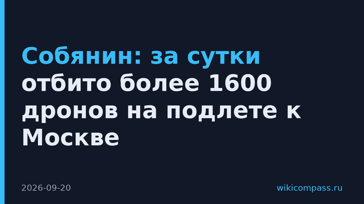 Собянин: за сутки отбито более 1600 дронов на подлете к Москве