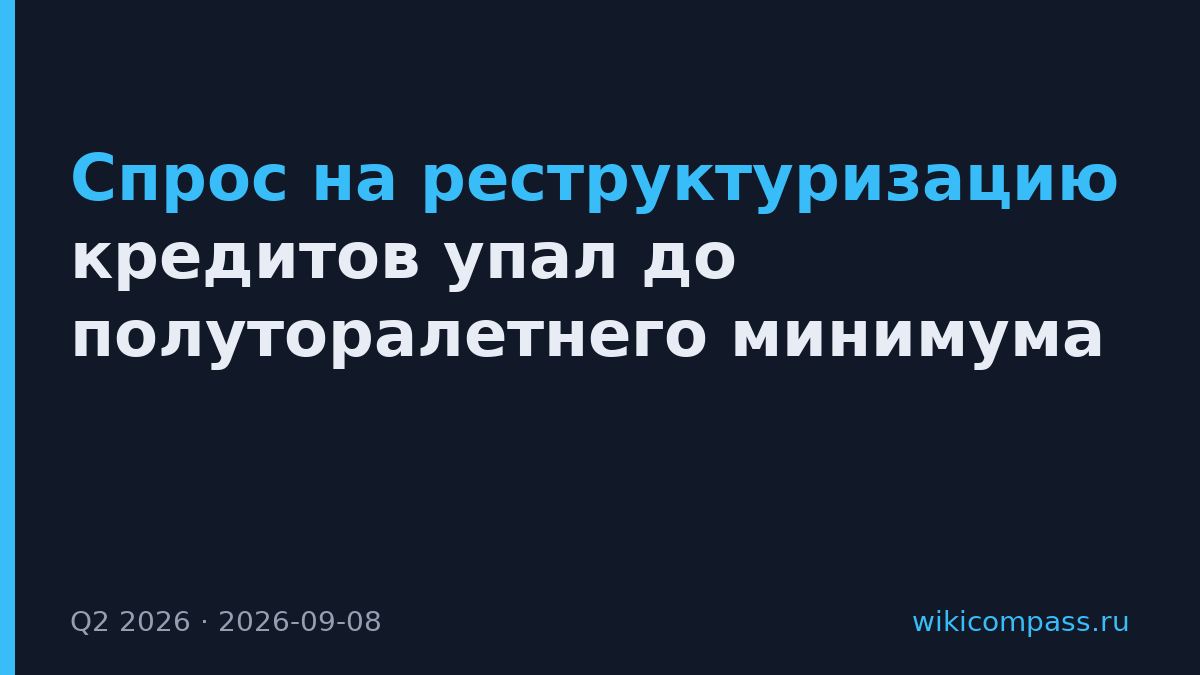 Спрос на реструктуризацию кредитов упал до полуторалетнего минимума