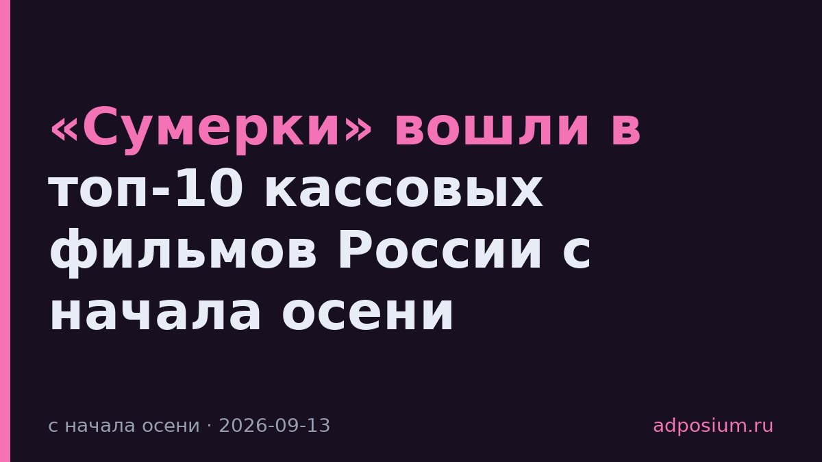 «Сумерки» вошли в топ-10 кассовых фильмов России с начала осени