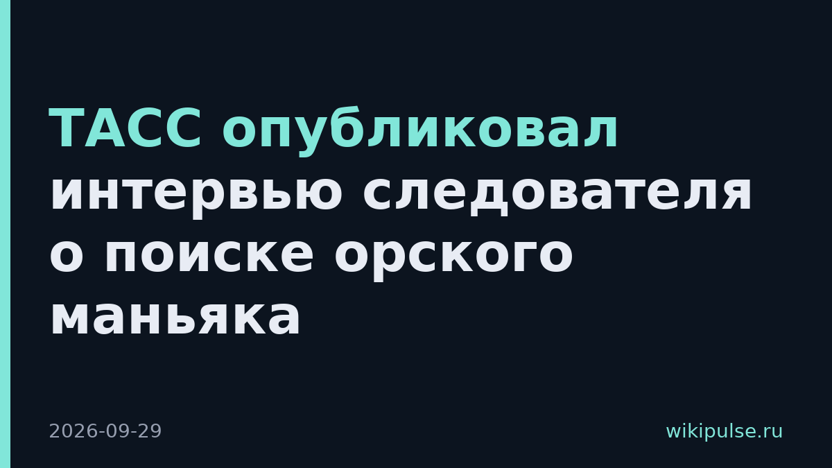 ТАСС опубликовал интервью следователя о поиске орского маньяка