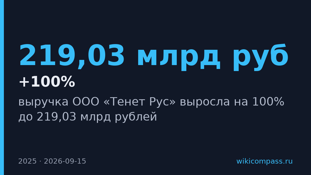 Tenet удвоил выручку до 219 млрд рублей, но получил убыток 8,74 млрд