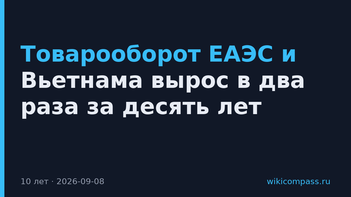 Товарооборот ЕАЭС и Вьетнама вырос в два раза за десять лет
