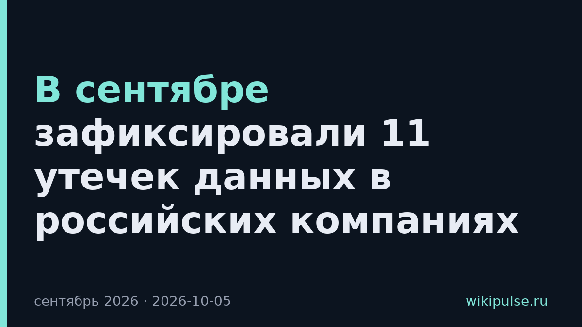 В сентябре зафиксировали 11 утечек данных в российских компаниях